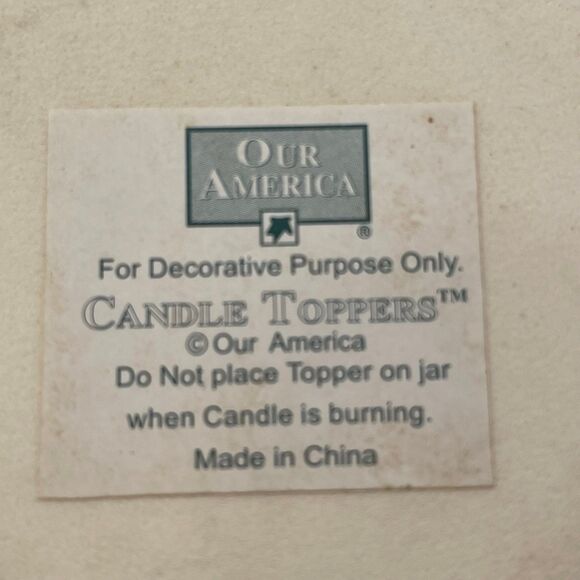 Our America Decorative Candle Jar Topper Country Cat & Tea Party by Fence - Picture 6 of 7